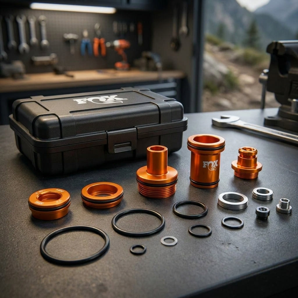 FOX Service Set Valve Stack Assy Float DPS DCF SH für präzise Dämpfer-Wartung und Performance Tuning am Mountainbike.
