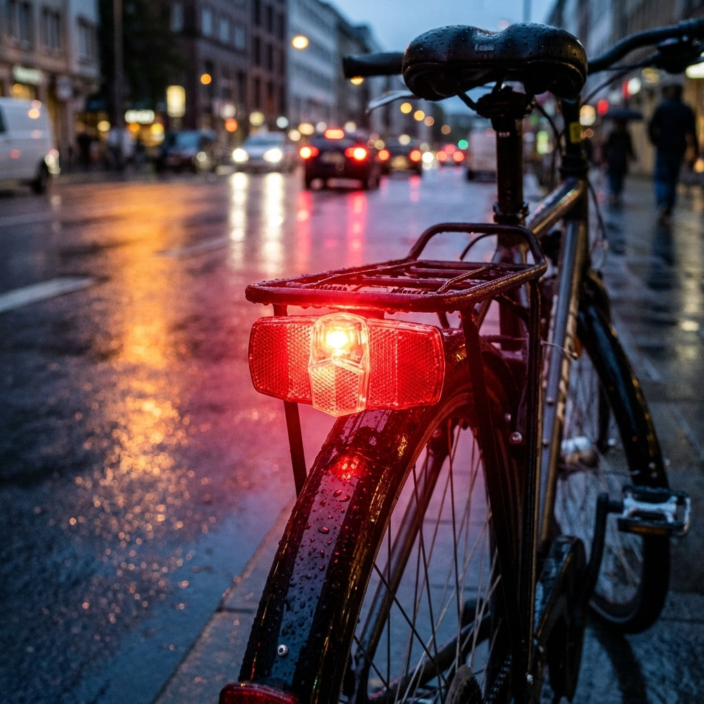 Büchel FL 12 LED-Rücklicht mit Standlicht für Dynamo Schutzblechmontage StVZO am Fahrrad leuchtend bei Nässe.