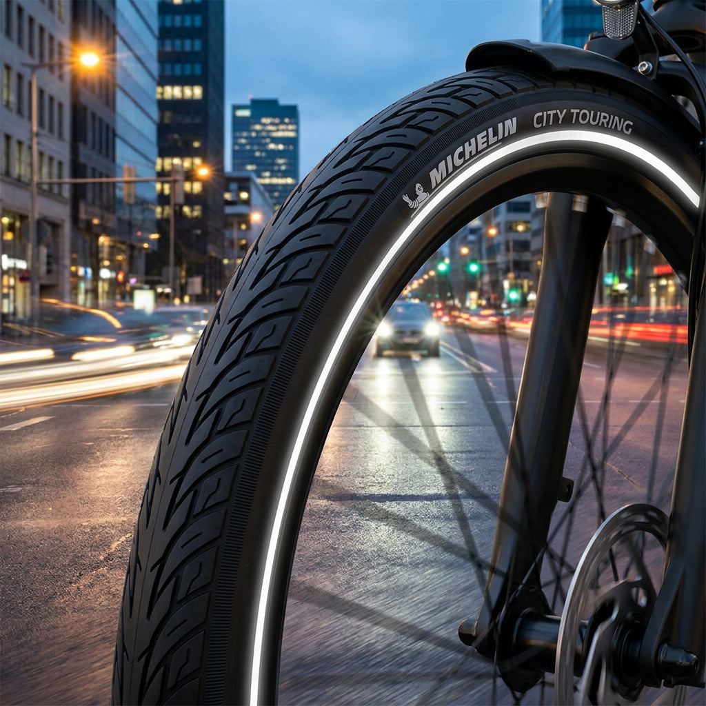 Michelin City Touring Comp. Line Faltreifen 55-584 (27.5x2.15) Schwarz/Reflex - Urban & E-Bike Reifen mit Pannenschutz - Fahrradreifen