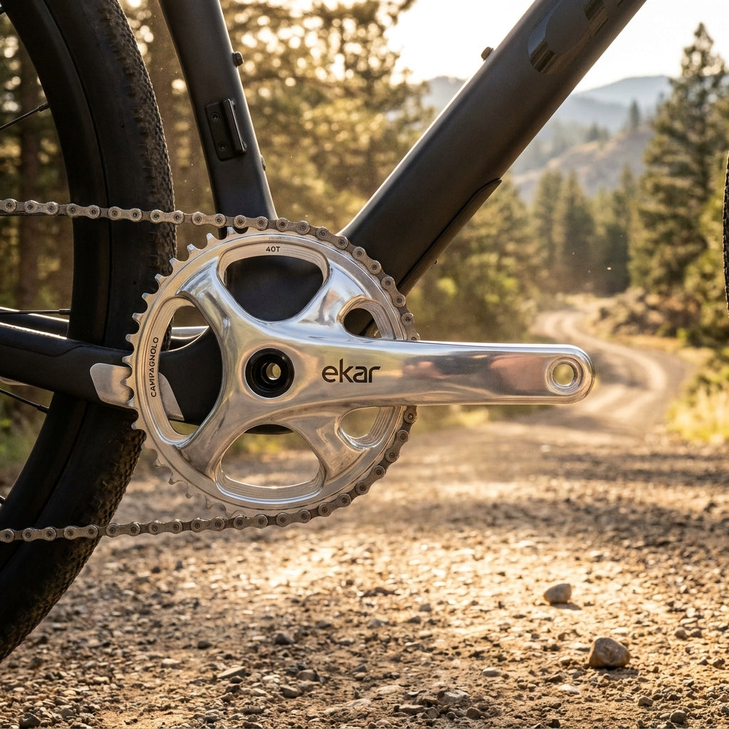 Campagnolo Ekar GT 13s Kettenradgarnitur für Gravelbikes. 13-fach Kurbelgarnitur, 40 Zähne. Hochleistung für Abenteuer.