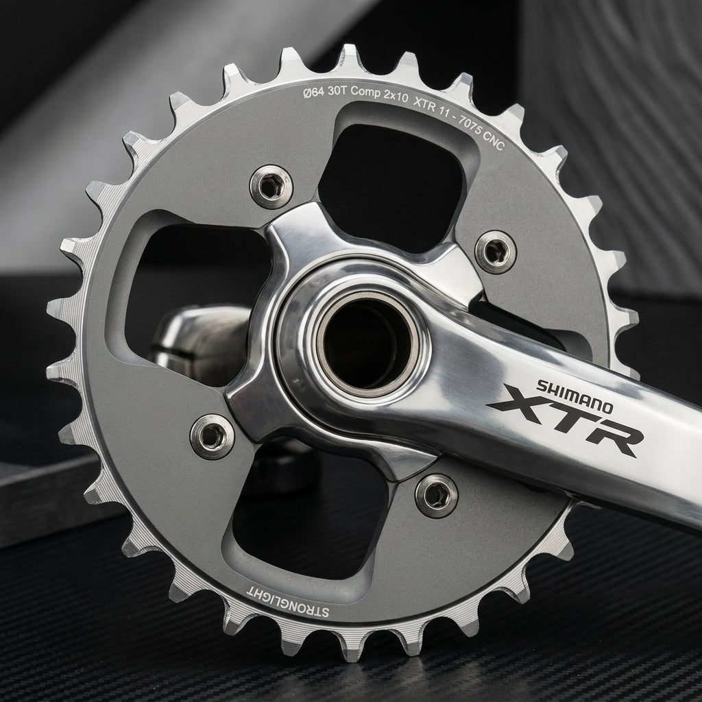 Stronglight Kettenblatt HT3 schwarz 24Z für Shimano XTR 2x10 MTB. Hochwertiges Alu 7075-T6 Fahrrad Kettenblatt.