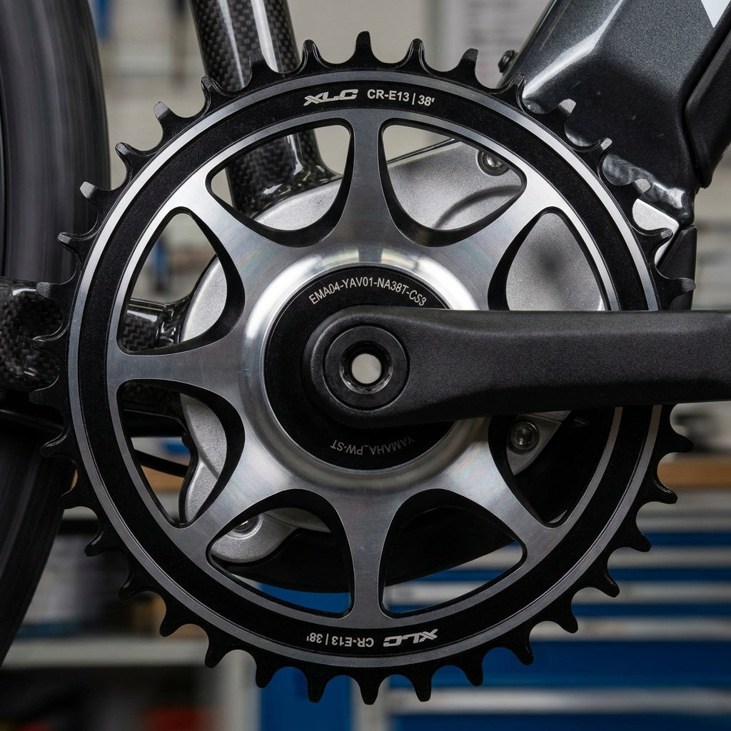 XLC E-Bike Kettenblatt CR-E13 38Z für Yamaha PW-ST Motor, direct mount, schwarz-silber
