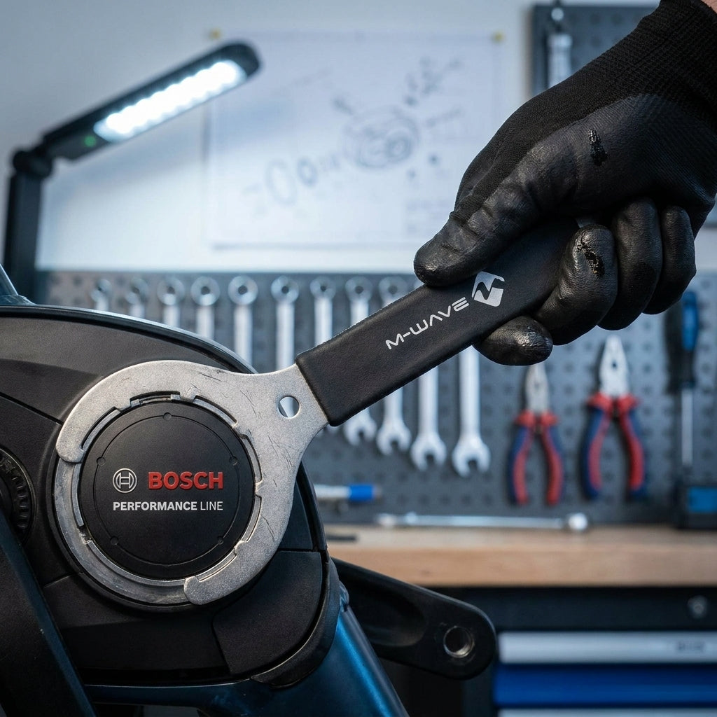 M-Wave E-Bike Motor Verschlussring Werkzeug für Bosch Classic, Active, Performance. Präzise Wartung und Reparatur von E-Bike Motoren.