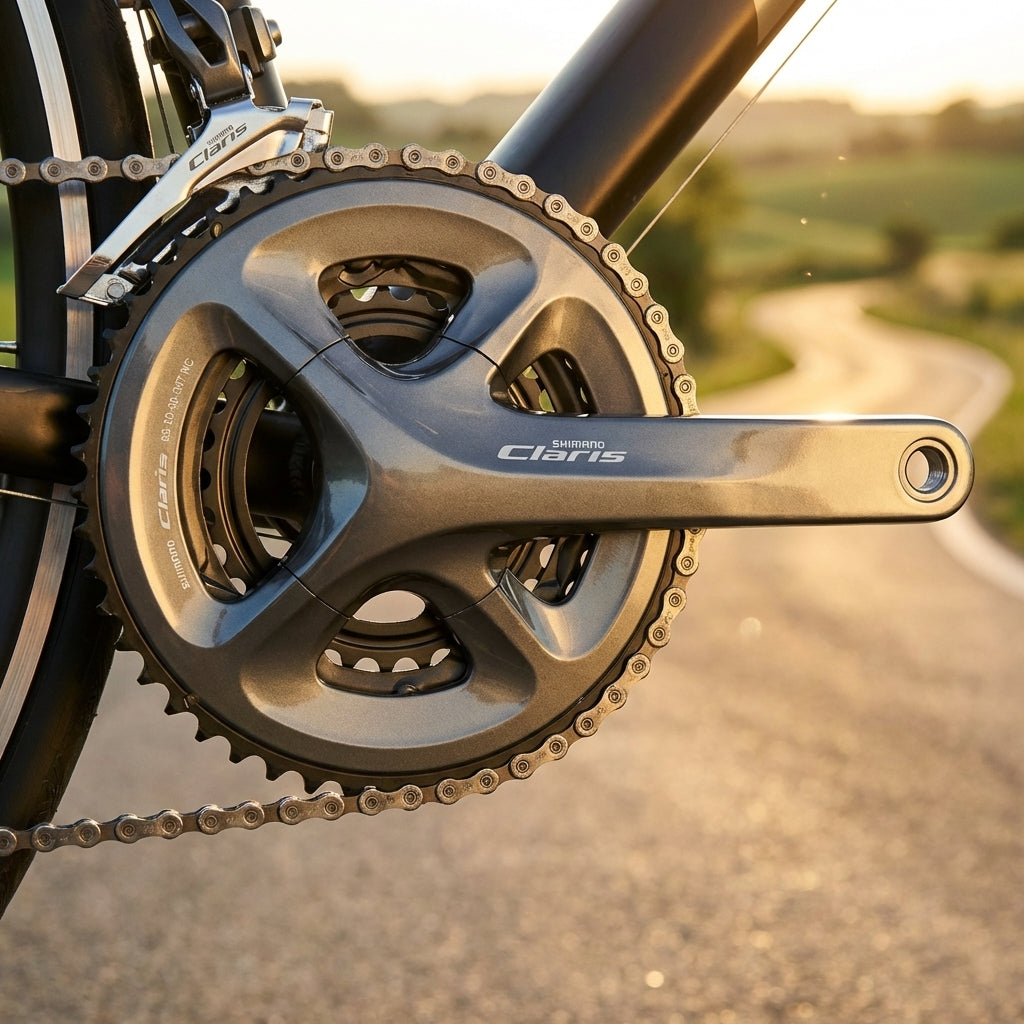 SHIMANO CLARIS FC-R2030 8-fach Kurbelgarnitur für Rennrad, Fitnessbike. Robust, vielseitig für Pendler, Training, Touren.