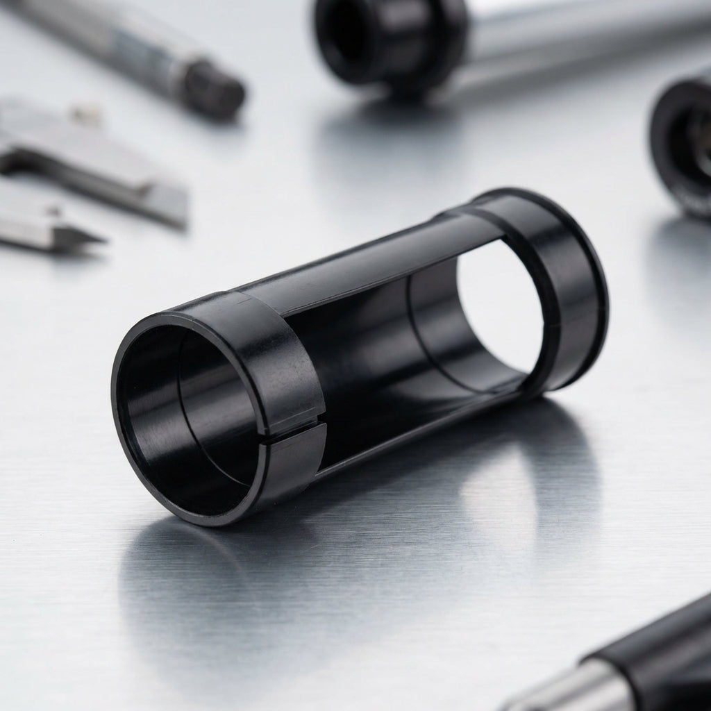 Schwarze SR-Suntour Führungsbuchse 30mm für SF11-XCM-V3-HLO & MLO auf Metalloberfläche.