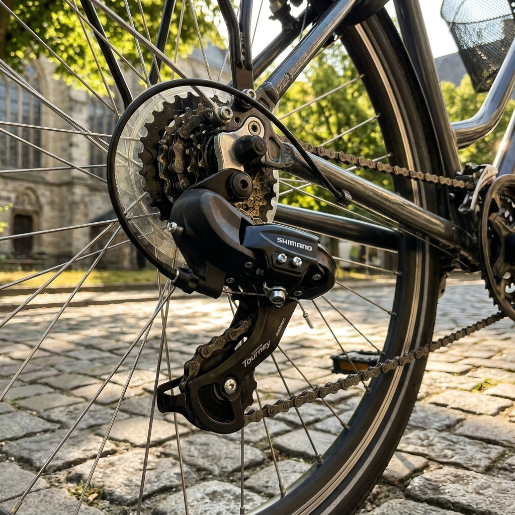 Shimano Tourney RD-FT35 Schaltwerk, kurz, mit Adapter für 6- oder 7-fach Fahrrad.