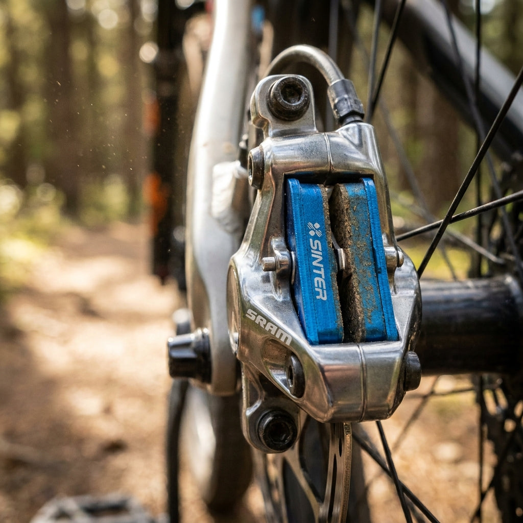 Blauer Sinter Scheibenbremsbelag Sram für E-Bikes. Set in Dose. Optimale Bremsleistung und Sicherheit für dein Fahrrad.
