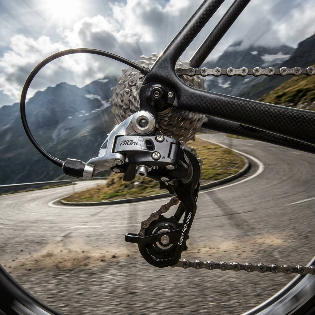 SRAM Rival 22 WiFLi Schaltwerk mittellanger Käfig für Rennrad. Präzise 2x11-Schaltperformance bis 32T. Leicht & zuverlässig.