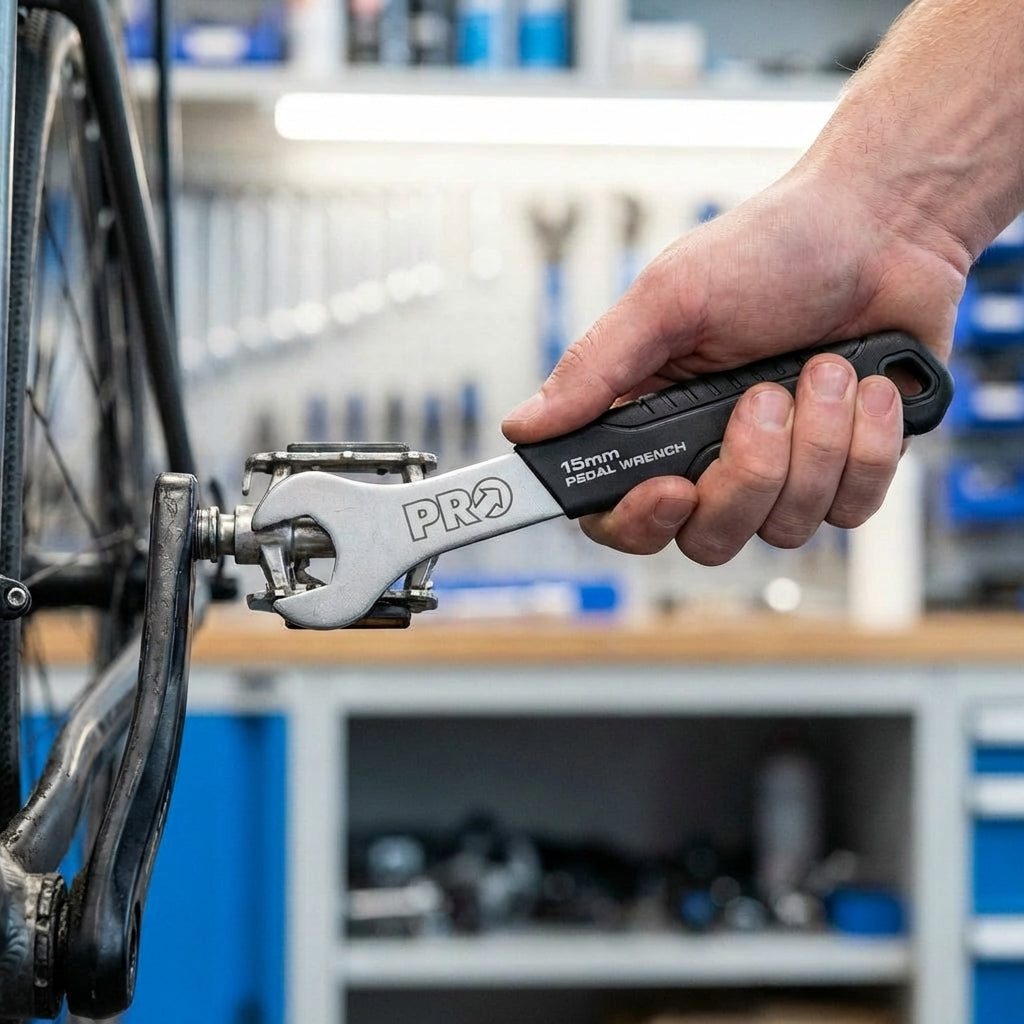 PRO Pedalschlüssel 15 mm: Ergonomisches Fahrradwerkzeug für sicheres, müheloses Wechseln von Pedalen. Robust, präzise.