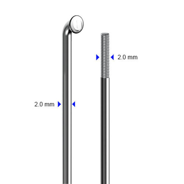 cnSpoke Speiche STD14C 258mm Ø2,0mm 95° silber 100 Stück Edelstahl ohne Nippel