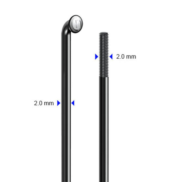 cnSpoke Speiche STD14C 262mm Ø=2,0mm 95° schwarz 100 Stück Edelstahl ohne Nippel