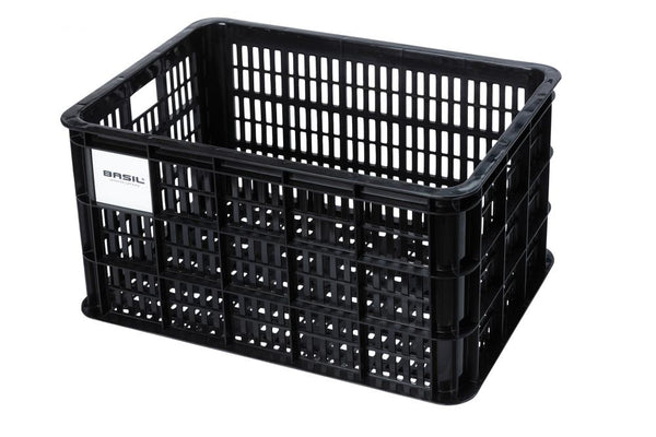 Basil Crate L Transportkorb - 40&#8239;Liter Recycelter Kunststoff, MIK/Racktime-kompatibel, 50×36×27&#8239;cm, schwarz