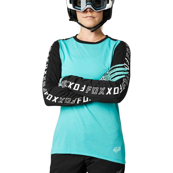 FOX W RANGER DR LS Jersey teal Größe M