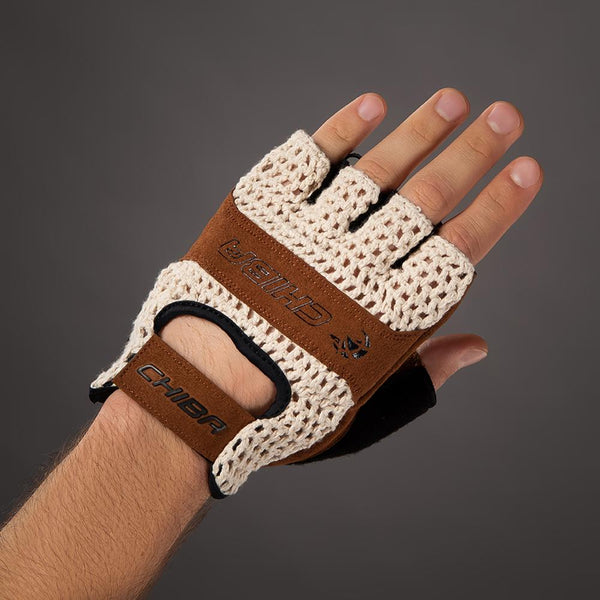 Chiba Retro Handschuhe beige-braun XL  Hochwertiges Leder, ergonomisches Design, ideal für Radsport und Outdoor-Aktivitäten
