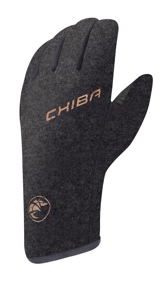 CHIBA All Natural Glove Light - Radhandschuhe, Merinowolle & Nappa-Leder, schwarz, Gr. M