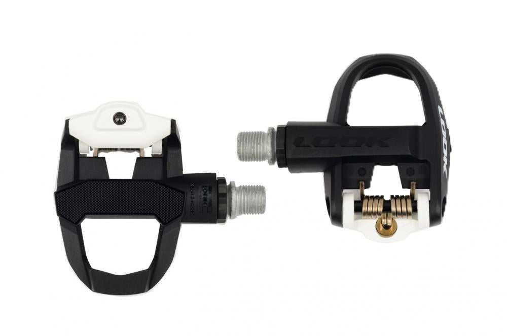 Look Kéo Classic 3 Pedale, schwarz/weiß, Klickpedale, Composite Körper, Chromoly Achse, 400 mm² Auflagefläche, Auslösehärte 8-12 Nm, inkl. Kéo Grip Platten grau