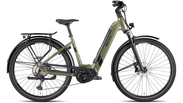 BESV TR 1.1 E-Trekkingbike - Low Step 560 Rahmen L Metallic Khaki mit harmonischem Antrieb und tourenorientierter Ausstattung für vielseitige Langstrecken