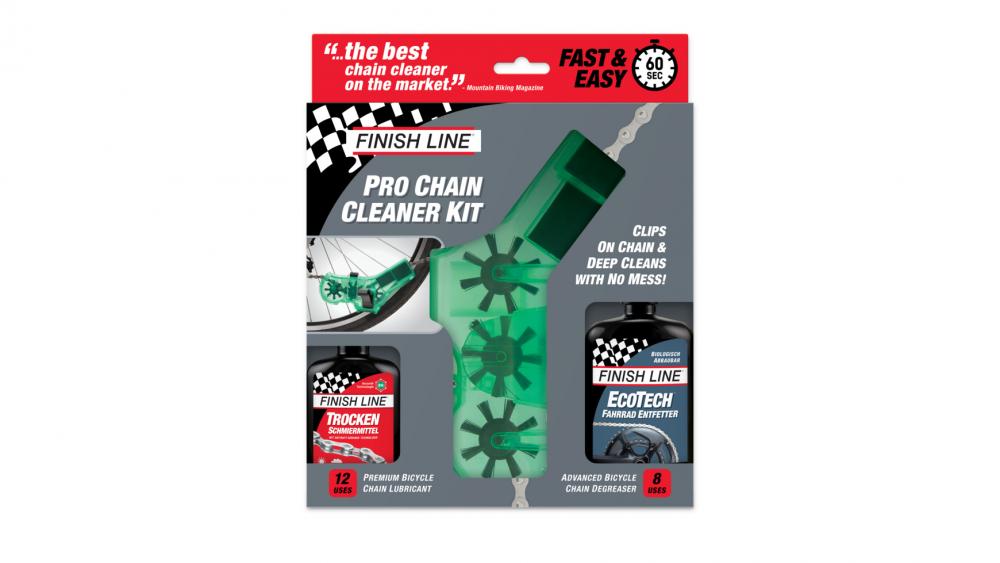 Finish Line Kettenreinigungsset EcoTech mit Dry Lube, effiziente Fahrradkettenreinigung inkl. Reiniger und Trockenschmiermittel