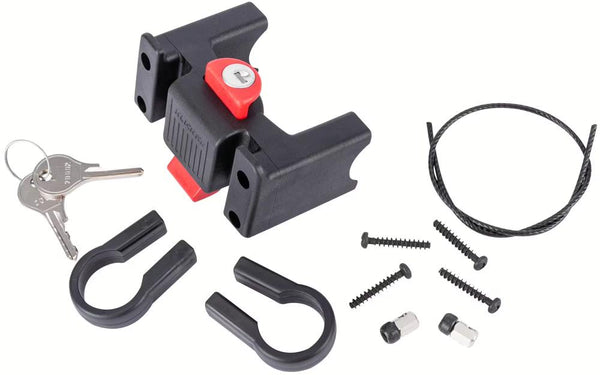 KLICKfix Lenkeradapter mit Schloss 2226 mm  abschließbare Halterung für Fahrradkörbe und Taschen - stabile Montage, hohe Tragkraft, einfache Bedienung