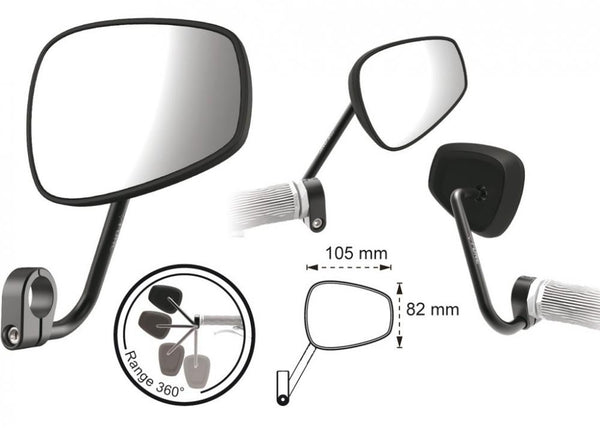 Fahrradspiegel T-one watchout II oval mit Lenkerklemmung, m. E-Bike Zulassung