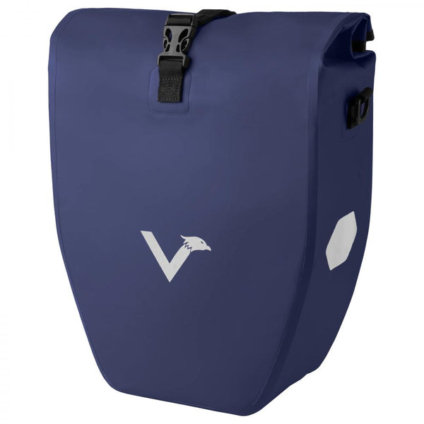 Valkental ValkBasic Gepäckträgertasche blau, 20&#8239;Liter, wasserdicht, Rollverschluss, Reflektoren, Schultergurt, 51×30×13,5&#8239;cm