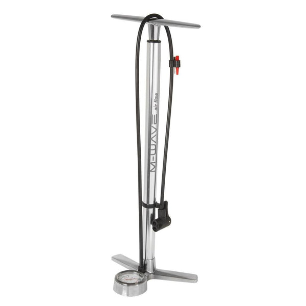 M-WAVE Air Flow Standpumpe - Aluminium-Standfahrradpumpe mit Manometer für AV/DV/FV