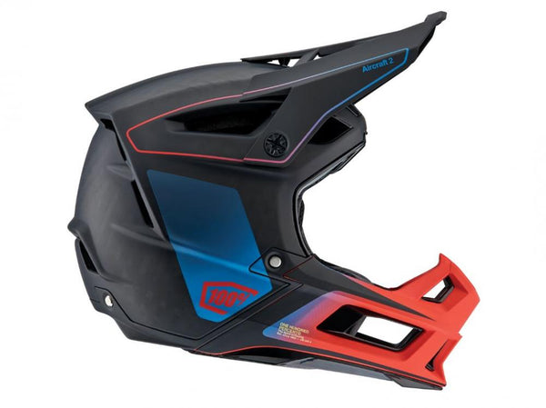 100% Aircraft 2 helmet Steel Blue Neon Red L