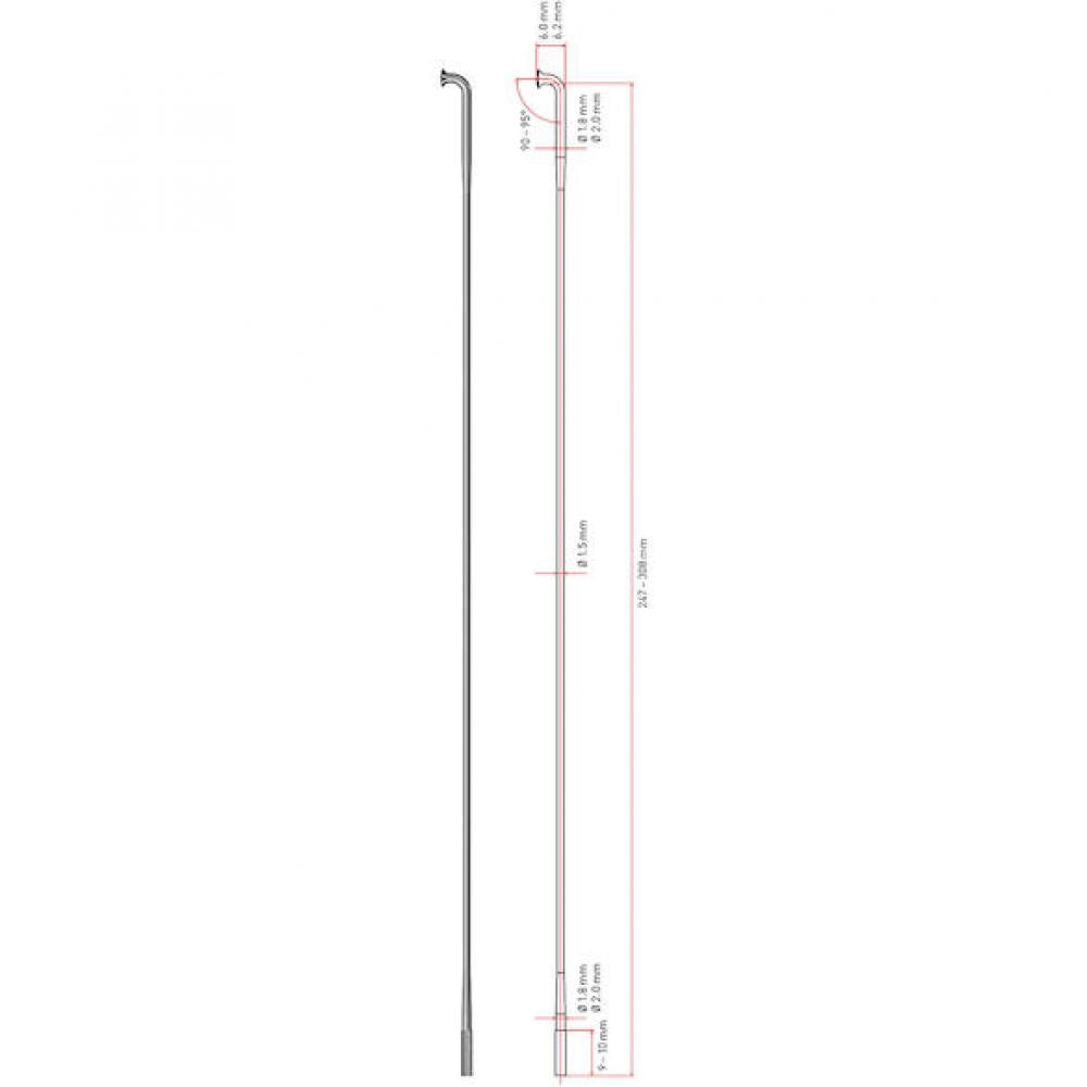 DT Swiss Speiche Revolution 2.0/1.5 VE100 schwarz 264 mm - ultraleichte Rundspeiche