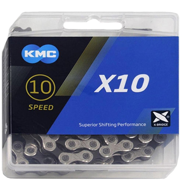 10 x Schaltungskette KMC X10 Grau 1/2" x 11/128" 114 Glieder 5,88mm 10-f.