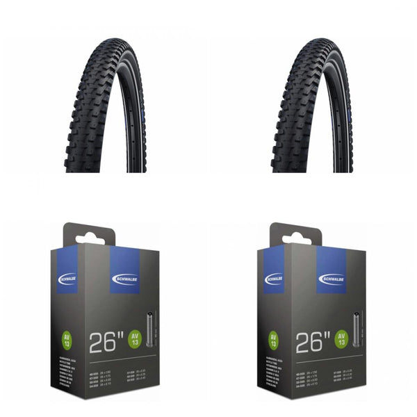 2x Reifen Schwalbe Drahtreifen MARATHON PLUS MTB 26x2.25 + 2x Schwalbe Schlauch AV13