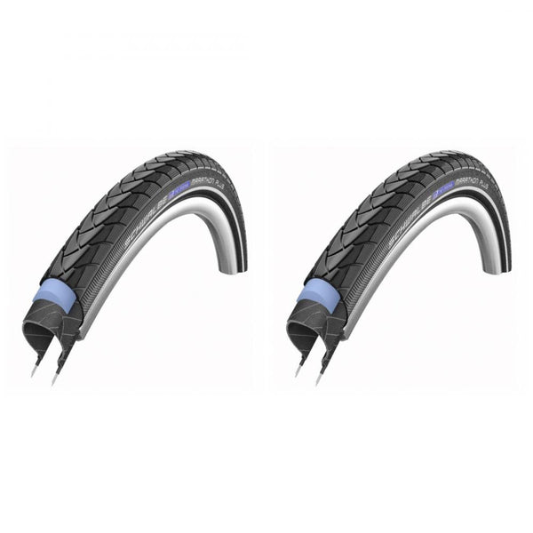 Schwalbe Marathon Plus 28x1.50" (40-622) Drahtreifen mit SmartGuard Pannenschutz, Reflexstreifen, E-Bike geeignet bis 50 km/h, 2 Stück