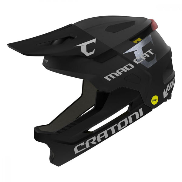 Cratoni MadCat MIPS Kinder-Fullface-Helm black matt S-M (49-56&#8239;cm), MIPS, abnehmbarer Kinnbügel, Rücklicht, 15 Belüftungen