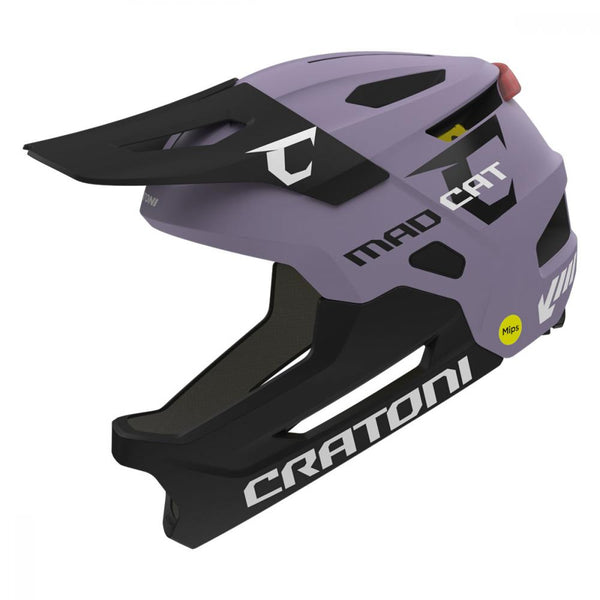 CRATONI MadCat MIPS Kinder-Fullface-Helm purple-black matt S-M (49-56 cm) mit MIPS, abnehmbarem Kinnbügel & USB-Rücklicht