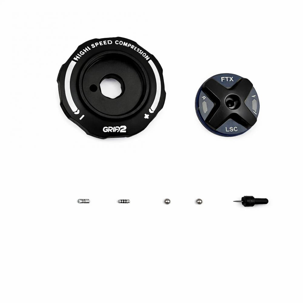FOX Service Set: 2025 Grip X2 Black Ano Topcap Interface Parts - präziser Dämpfer-Service