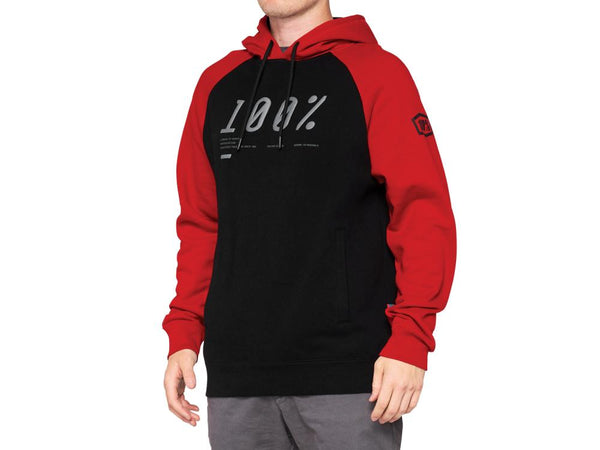 100% Barrage Hooded Pullover Sweatshirt, Chilli Pepper/Black, XL