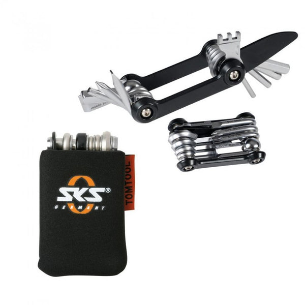&#8203;SKS TOM 14 Minitool: Kompaktes 14-in-1 Fahrrad-Multitool aus rostfreiem Chrom-Vanadium-Stahl mit Inbusschlüsseln, Schraubendrehern, Torx T25, Reifenheber, Speichenschlüsseln und Kapselheber