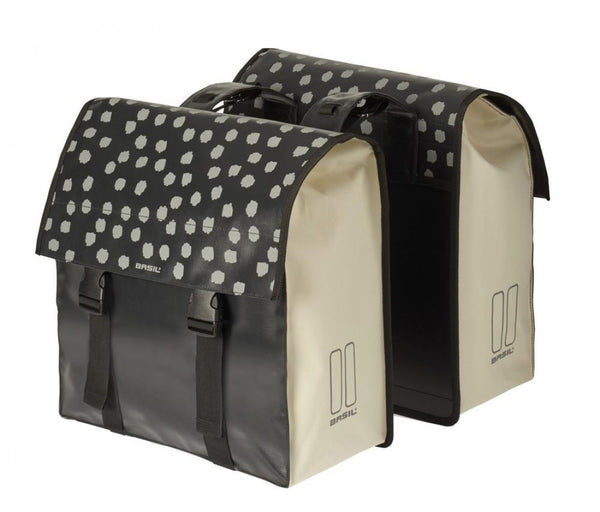 Basil Doppeltasche Urban Load DB wasserdicht schwarz beige Größe 41x18x46 cm 48l