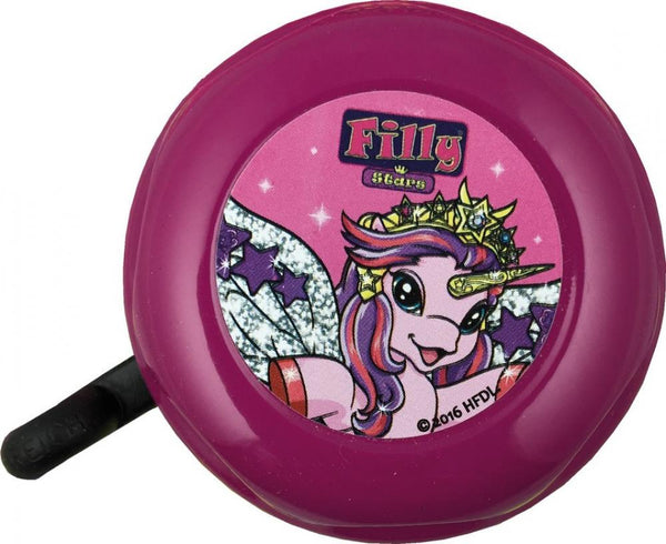 Fahrradklingel Filly Unicorn violett mit Motiv, Ø 55mm, SB-Karte