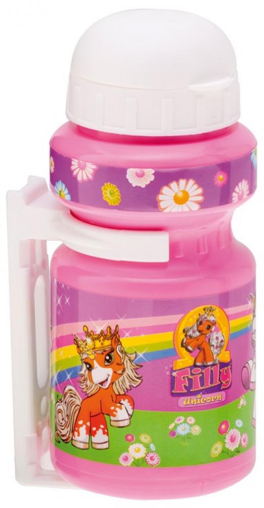 Filly Unicorn Trinkflasche 300ml mit Halter violett, Kappe weiß