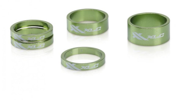 XLC A-Head Spacer-Set AS-A02 3 x 5, 1 x 10,  1 x 15, 1 1/8" limegreen