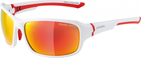 Sonnenbrille Alpina Lyron Rahmen weiß matt/rot Glas rot versp.S3