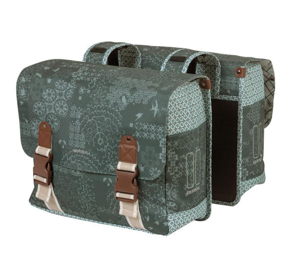 Basil Doppelpacktasche Boheme forest green mit Reflexstreifen Größe 37x15x37 cm 35l