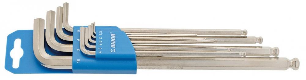 Sechskantstiftschlüsselset Unior lang Kunststoffclip, 1,5-10mm, 220/3SLPH