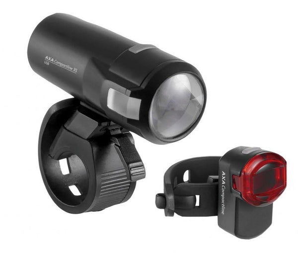 Axa LED-Akkuscheinwerfer Compactline 35 Set USB inkl Rücklicht StVZO