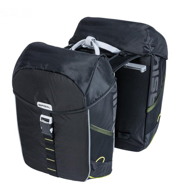 Basil Doppelpacktasche MIK Miles black lime wasserdicht Größe 34x17x43cm 37l