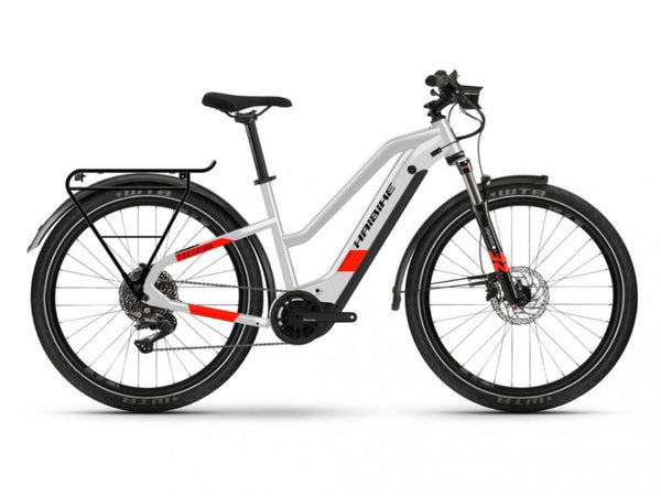 HAIBIKE Trekking 7 i630Wh low standover 11G Deo. YSTM (2022), cool grey/red matte, Gr.S/44cm