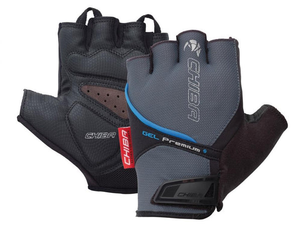 Chiba Handschuh Gel Premium kurz grau blau Größe M