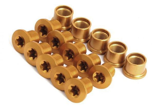 Procraft Kettenblattschrauben Gold Alu 3Fach 10 Schrauben & 5 Muttern