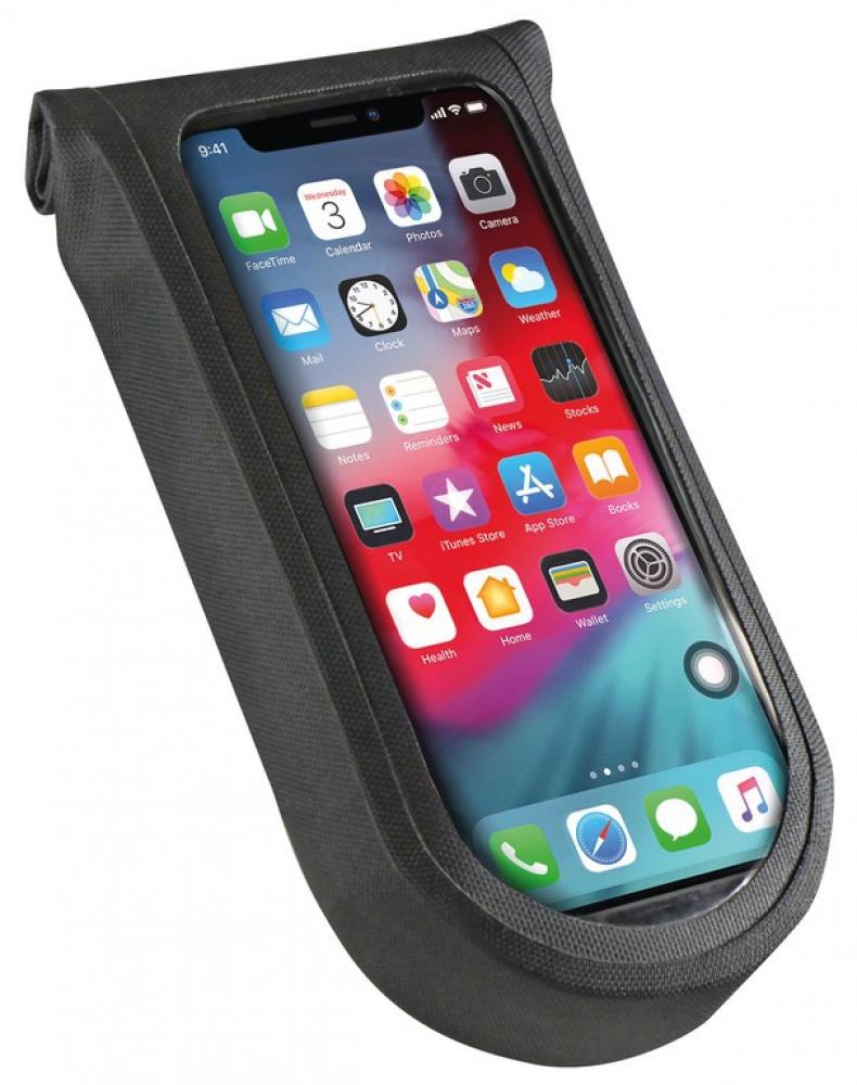 KLICKfix Phone Bag Tour S mit Adapter transparent schwarz mit Drehkupplung