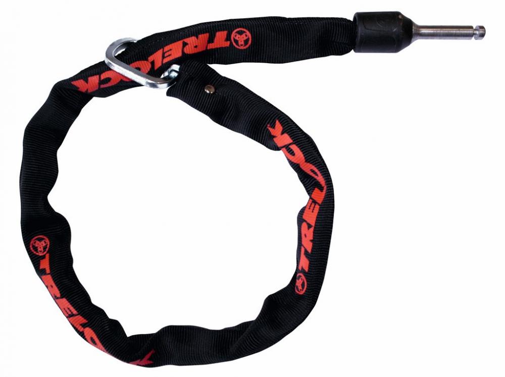 Trelock Einsteckkette ZR455, 140 cm Länge, 8 mm Durchmesser, schwarz, kompatibel mit Protect-O-Connect-System, Vierkantglieder mit Textilschlauch